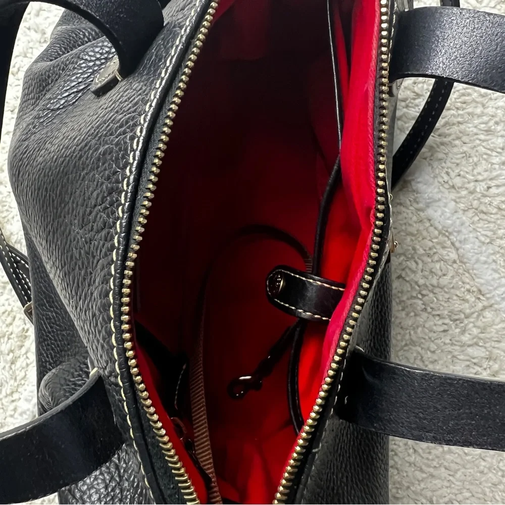 Dooney and Bourke Olivia Leather Satchel Black and Red Shoulder Bag - Picture 4 of 7